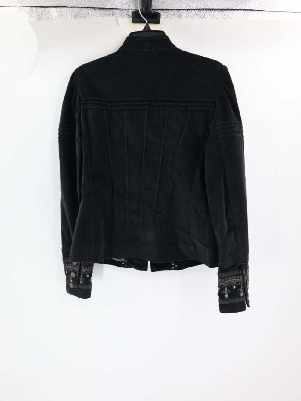 Free People Maven Velvet Black Jacket womens small military cavalry buttons  Has - Picture 5 of 14